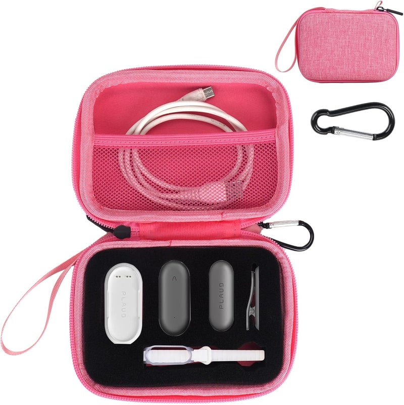 YouKnow Hard Case Compatible with PLAUD NotePin AI Voice Recorder - with Custom Foam Insert Holds Recorder, Magnetic Pin, Clip, Dock, Wristband & Cable (Case Only) (Pink) - Image 1